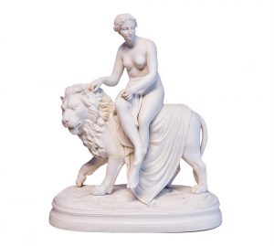 Parian Lion & Victorian Woman