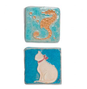 Seahorse & Cat Pewabic Tiles