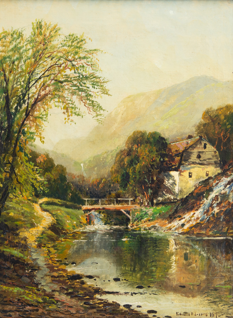 Edmund Darch Lewis - House and Bridge on the River