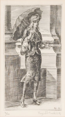 Reginald Marsh - Woman with Umbrella